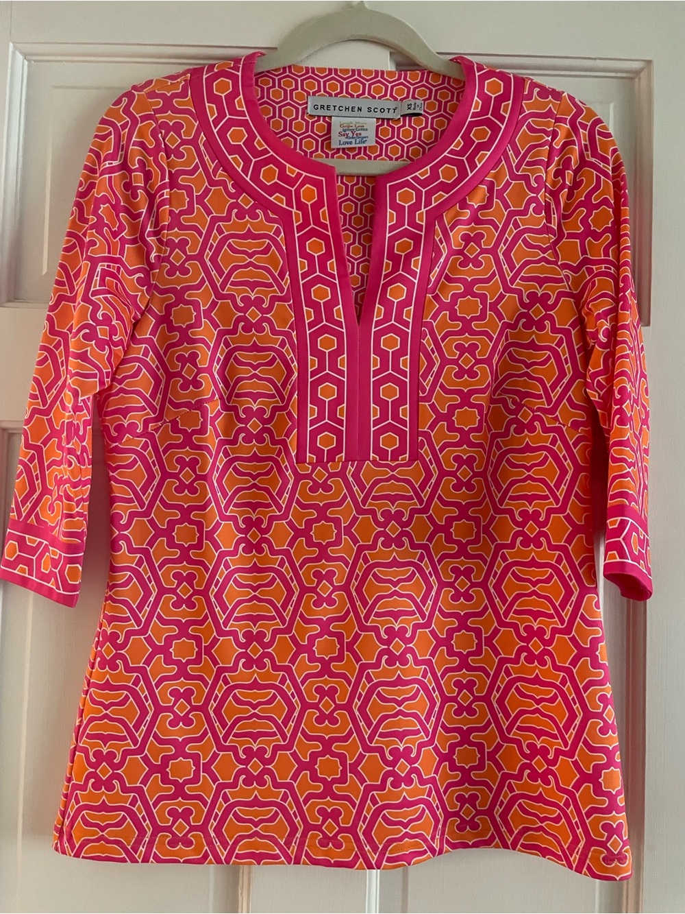 Gretchen Scott Designs Hot Pink & Orange Geometric Tunic
